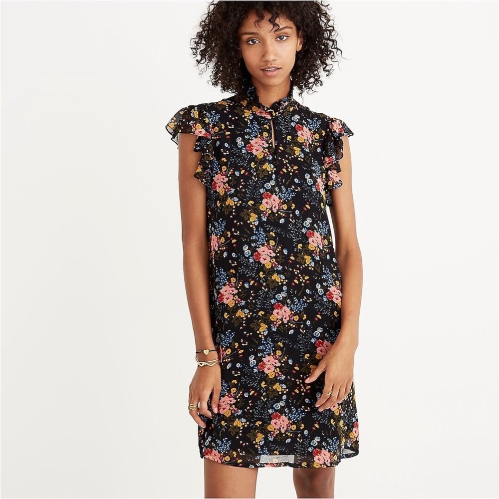 Madewell No. 6 Floral Print Dress with Ruffle Collar - size 6